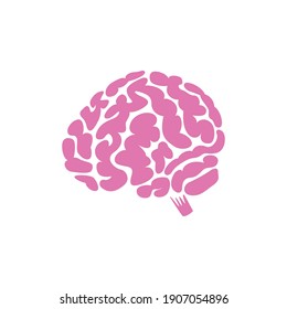 Brain Flat Illustration, Vector Logo, Icon, Red 