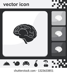 Brain flat set of buttons vector icon.
