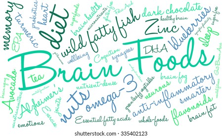 Brain Food word cloud on a white background. 