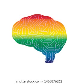 brain in the form of chips. The colors and signs of pride of the LGBT or the flag of pride Rainbow include the flag of lesbians, gays, bisexuals and transgender people of the LGBT organization. Vector