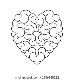 brain in form of heart on empty background