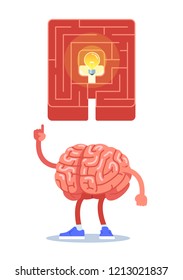 brain found a way out, eureka. Modern flat style thin line vector illustration.