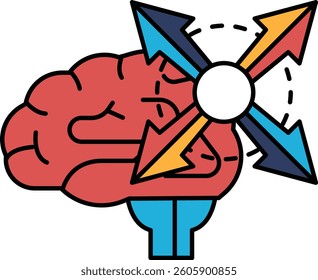 A brain with four arrows pointing in different directions. The image is meant to represent the idea of multiple paths or choices in life