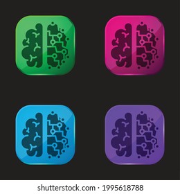 Icono de botón de cuatro colores del cerebro