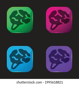 Brain four color glass button icon
