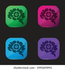 Icono de botón de cuatro colores del cerebro