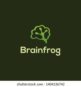 Brain Frog Logo with Brain Shillouette and Frog Feet illustration Image