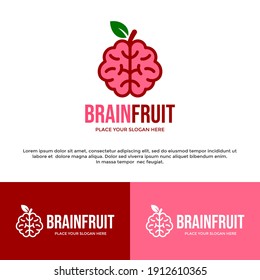 Brain fruit vector logo template. This design use food symbol. Suitable for health care, nature or nutrition.