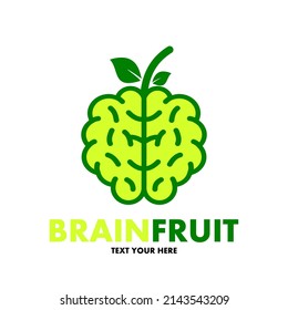 Brain Fruit Vector Logo Template. This Design Use Food Symbol. Suitable For Health Care, Nature Or Nutrition.