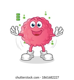 brain full battery character. cartoon mascot vector
