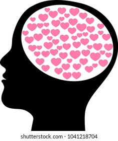 Brain full of hearts black