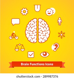 Brain function icons set. Flat vector.