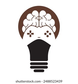 Brain game bulb shape concept logo vector illustration.