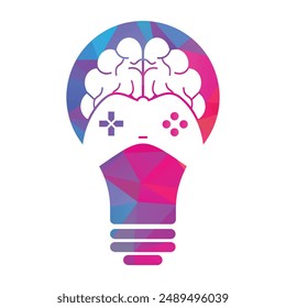 Brain game bulb shape concept logo vector illustration.