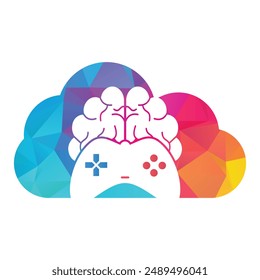 Brain game cloud shape concept logo vector illustration.