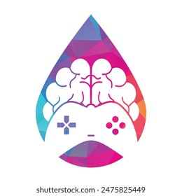 Brain game drop shape concept logo vector illustration.