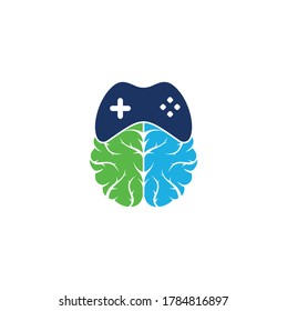 Brain game logo vector. Brain and game logo design