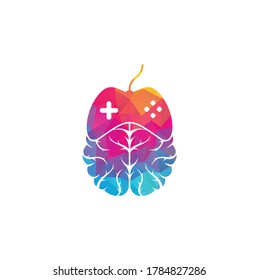Vector del logo del juego del cerebro. Diseño del logotipo del cerebro y del juego