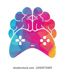 Ilustración vectorial de logo de juego cerebral. Icono de diseño de logotipo de juego de la mente.