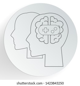 Brain with a game pad vector line icon. Creative mindset concept. Web design, apps, software and print usage.