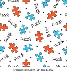 Brain Game Puzzle Party Jigsaw Pieces Game Pattern can be use for background and apparel design