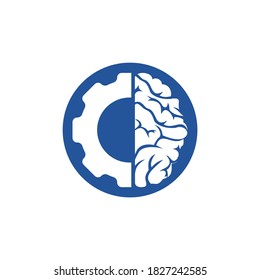 Diseño del logotipo de los códigos de cerebro y de engranaje. Símbolo o icono de educación y mecánica. Plantilla única de diseño de logotipo industrial y ciencia.