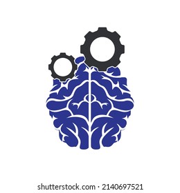 Diseño del logotipo de la mezcla de cerebro y engranajes. Símbolo o icono de educación y mecánica. Plantilla única de diseño de logotipo industrial y ciencia.	