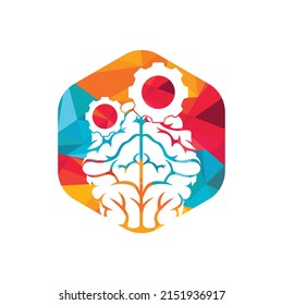 Diseño del logotipo de la mezcla de cerebro y engranajes. Símbolo o icono de educación y mecánica. Plantilla única de diseño de logotipo industrial y ciencia.	