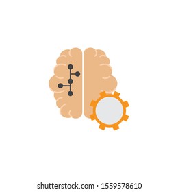 brain gear connection idea icon flat style illustration