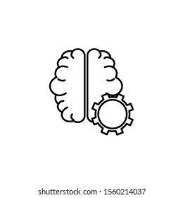 brain gear connection idea icon line style illustration