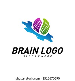 Brain with Gear, Creative mind with Mechanic, learning and design icons. People symbols. Colorful Icon