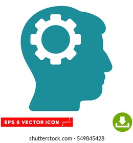Brain Gear EPS vector pictograph. Illustration style is flat iconic soft blue symbol on white background.