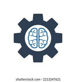 Brain Gear Icon - Artificial Intelligence Icon