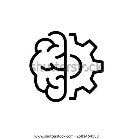 Brain and Gear Icon for Artificial Intelligence Vector