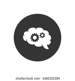 Brain and gear icon, brainstorm concept. Vector illustration