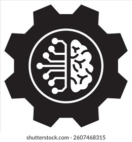 brain gear icon, machine design, modern style, editable vector eps 10. For your website, logo, app, UI design. Vector illustration, isolated on white background.