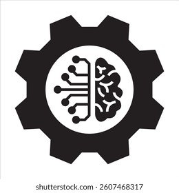 brain gear icon, machine design, modern style, editable vector eps 10. For your website, logo, app, UI design. Vector illustration, isolated on white background.