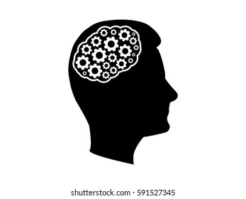 brain, gear, icon, vector illustration eps10