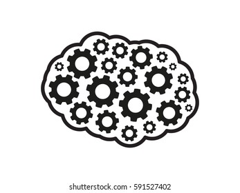 brain, gear, icon, vector illustration eps10