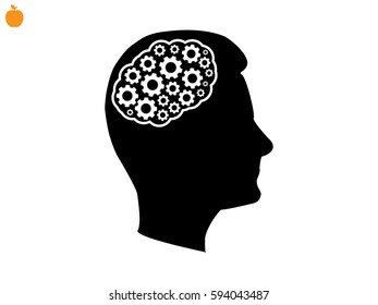 brain, gear, icon, vector illustration eps10