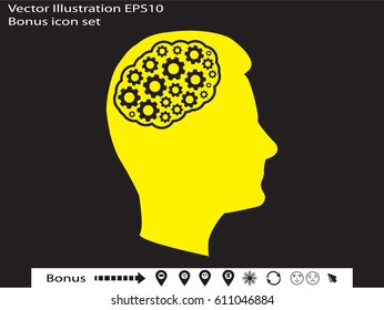 brain, gear, icon, vector illustration eps10