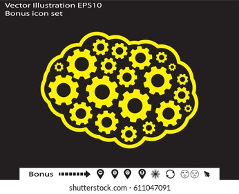 brain, gear, icon, vector illustration eps10