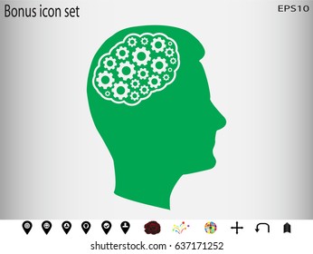 brain, gear, icon, vector illustration eps10