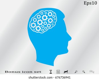 brain, gear, icon, vector illustration eps10