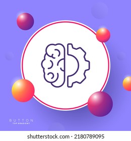 Brain and gear line icon. Think, creative thinking, philosophy, knowledge, idea, new, unusual, invent, remember, memory, mind. Mental activity concept. Vector line icon for Business and Advertising.