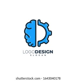 brain and gear logo template