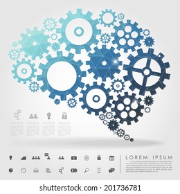 brain gear polygon with business icon vector