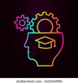 Brain gear school nolan style icon. Simple thin line, outline vector of school icons for ui and ux, website or mobile application