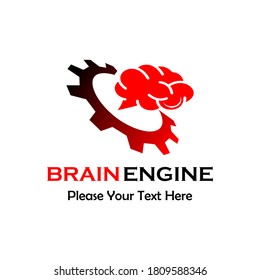 Brain and gear technology symbol template illustration