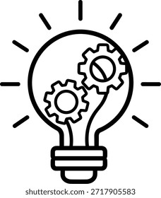 Ilustración vectorial de engranajes cerebrales que representa el proceso de innovación de generación de ideas. Mecanismo de rueda dentada de la máquina para la creatividad y el trabajo de ingeniería con concepto y solución de engranajes